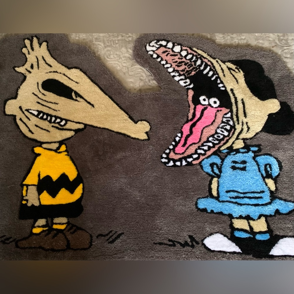 Beetle juice x Charlie Brown handmade rug